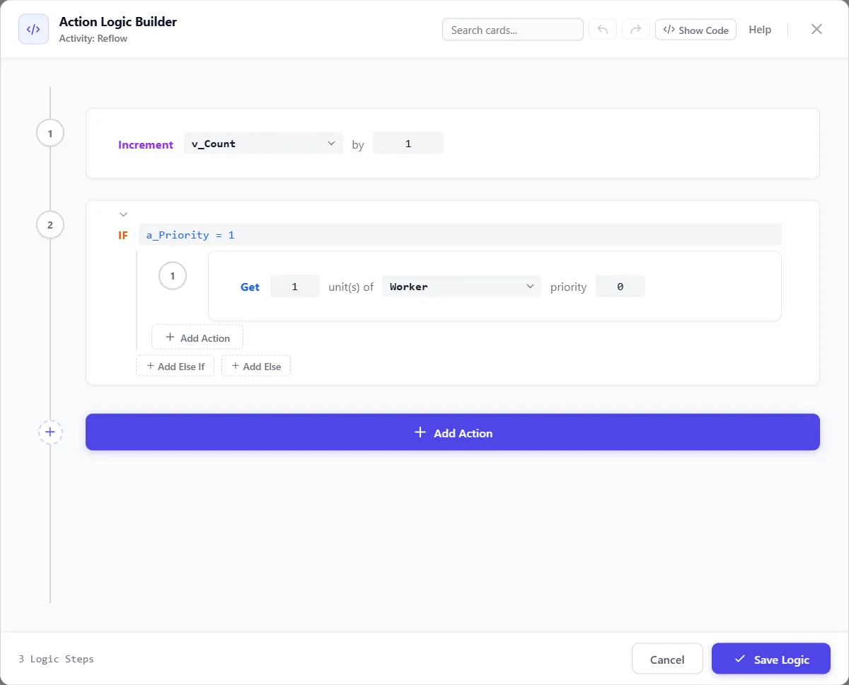 The Action Logic Builder