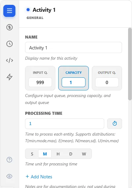 The Activity General tab