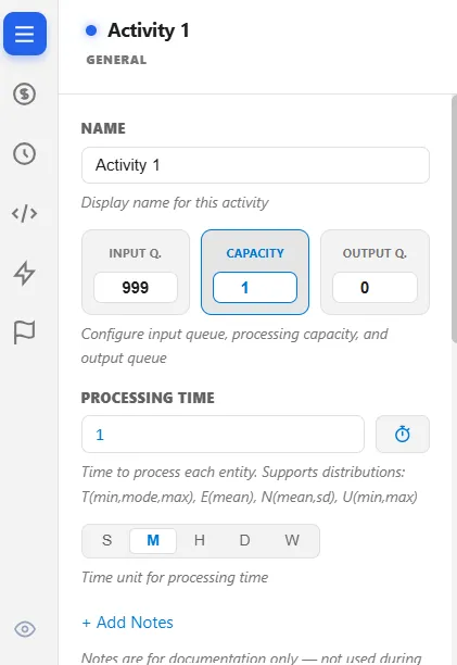 The Activity General tab