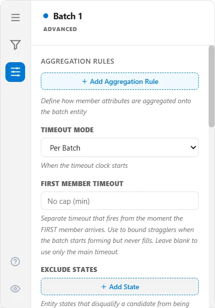 The batch Advanced tab