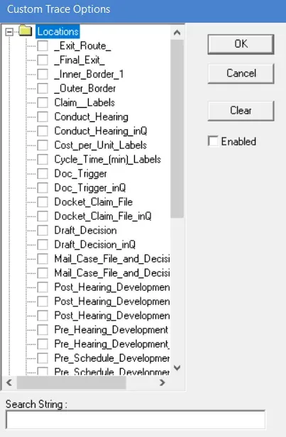 Check the boxes to select the item(s) to monitor during the trace.