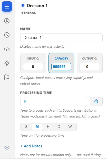 The General tab of a Decision, showing the settings it is created with