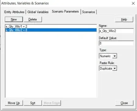 Setting up scenario parameters for process optimization