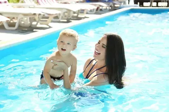 An outdoor pool, illustrating a seasonal engineering process modeled with process simulation