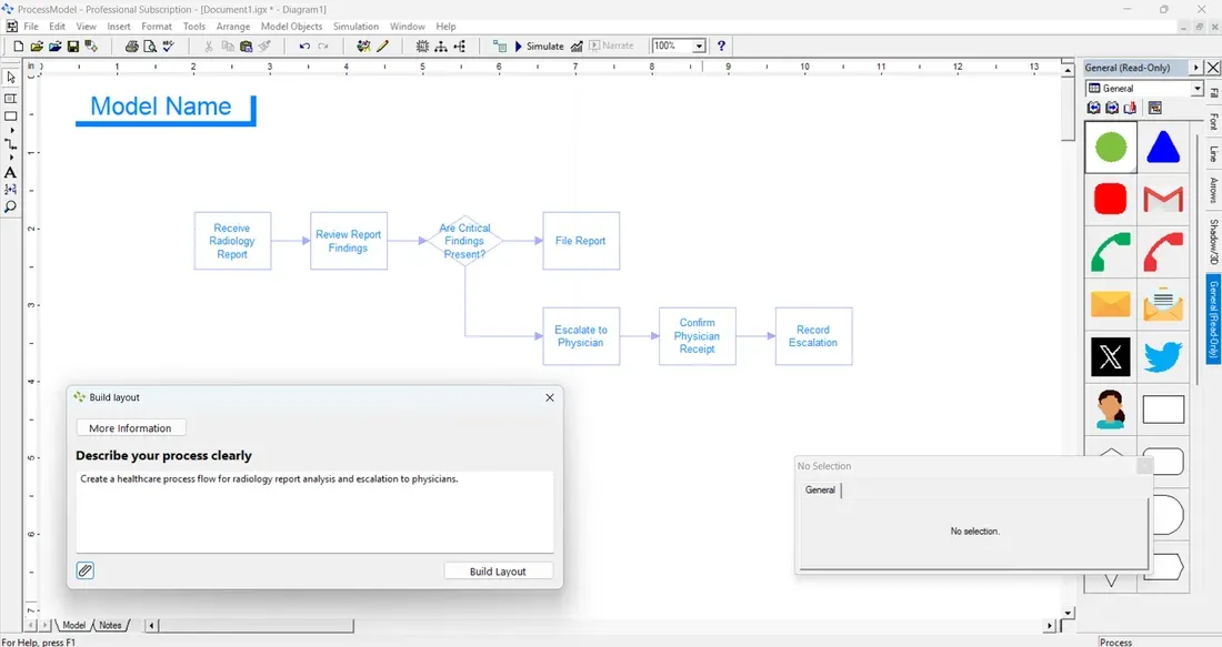 The Build AI interface generating a ProcessModel from a text prompt