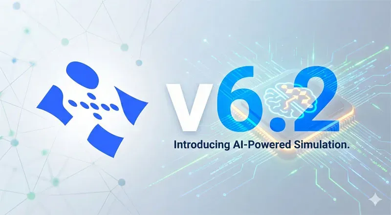 ProcessModel version 6.2 release artwork highlighting AI-powered simulation