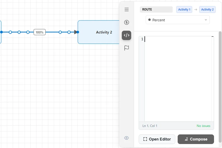 The Action Logic tab on a route
