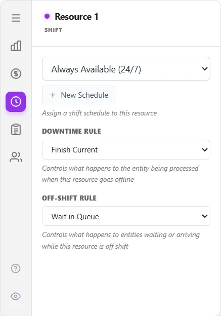 Assigning a shift schedule on the Shift tab