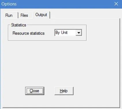Simulation menu Output tab in ProcessModel