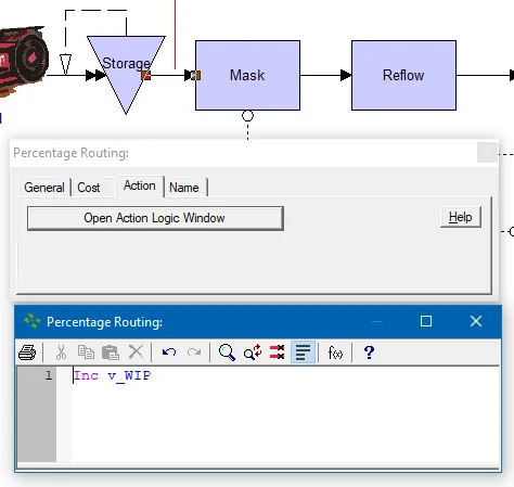How do I display the count of objects moving through a process